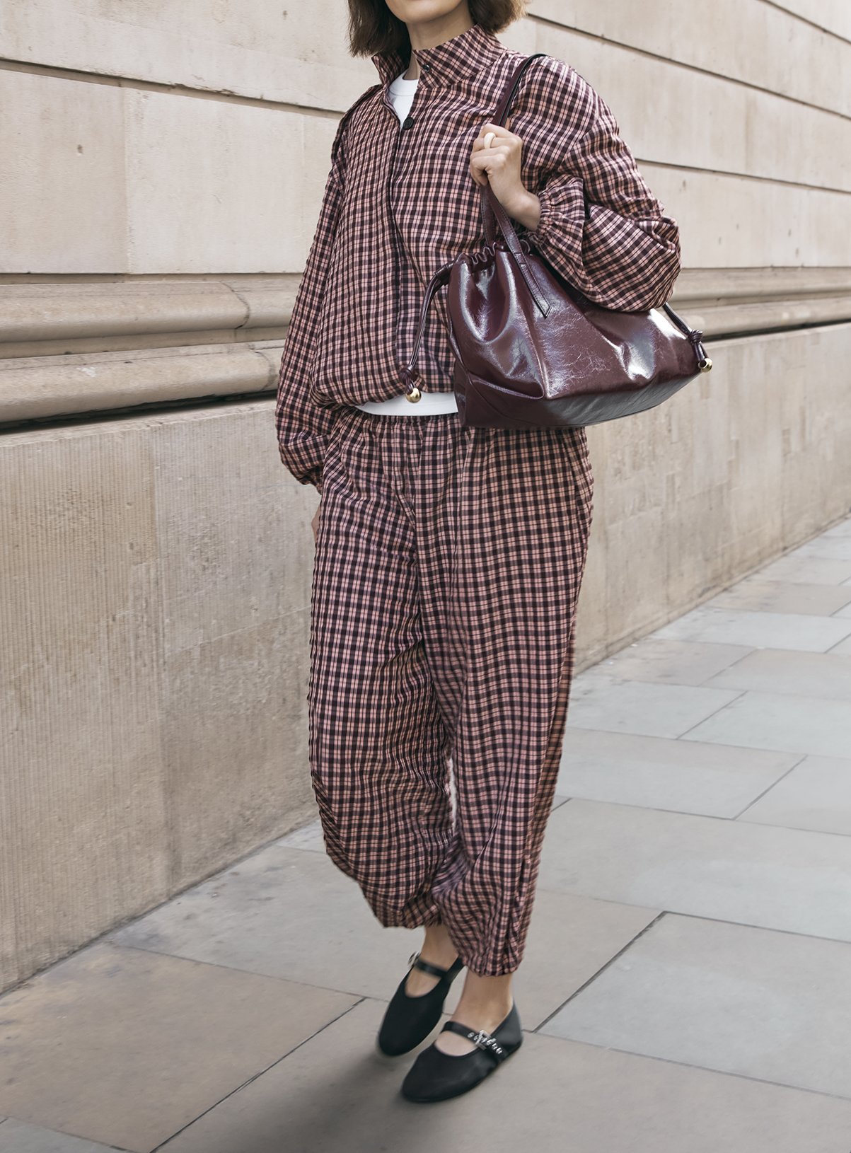 Pink Checked Barrel Trousers 6 - Image 1 thumbnail